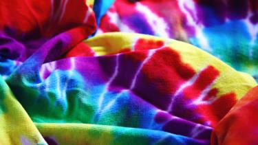 Tie Dye fabric in rainbow colours
