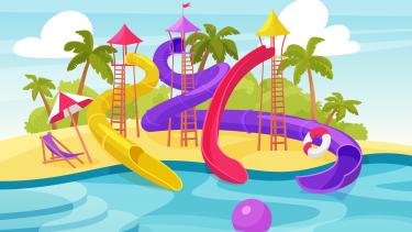 Multi coloured Waterslides on a sunny day