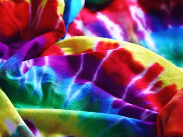 Tie Dye fabric in rainbow colours
