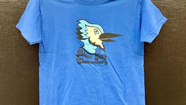 Blue t-shirt with a blue jay