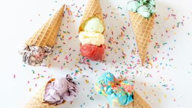 5 ice cream cones with confetti sprinkles