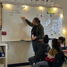 Tawnie Hildebrandt our helping teacher sharing Math concepts